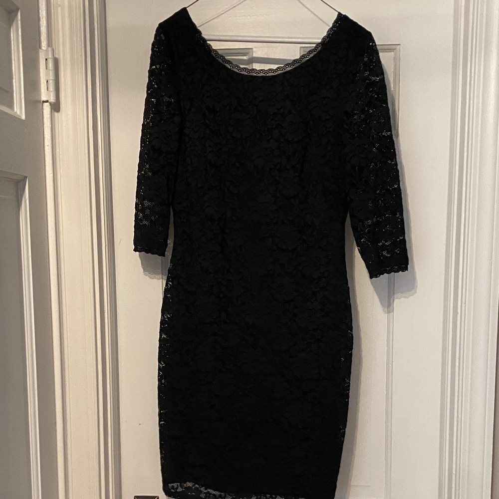 Eliza J Chic Black Lace Long Sleeve Dress size 10 - Picture 2 of 5